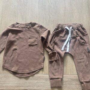Little Bipsy Waffle Kids Matching Set in Brown